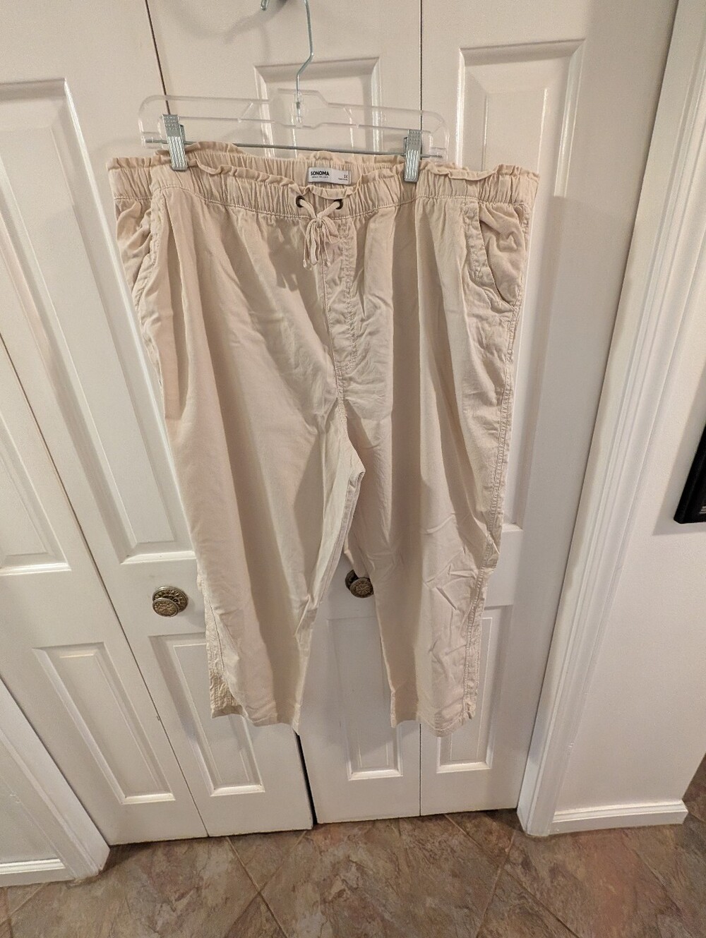 Sonoma Women's Paperbag Waist Light Tan Pants Size 2X